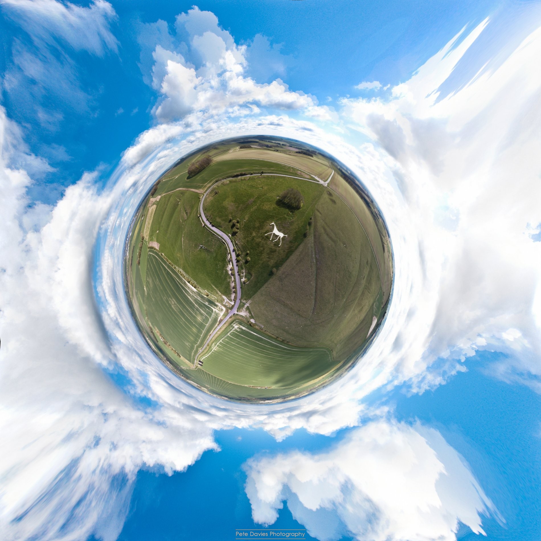Hackpen White Horse - Tiny Planet